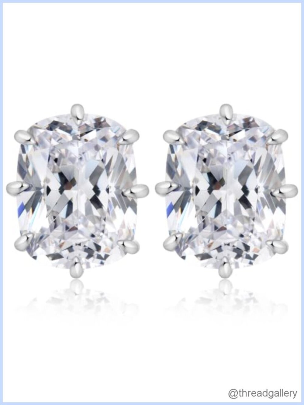 Sterling Silver Cubic Zirconia Cushion Cut Stud Earrings